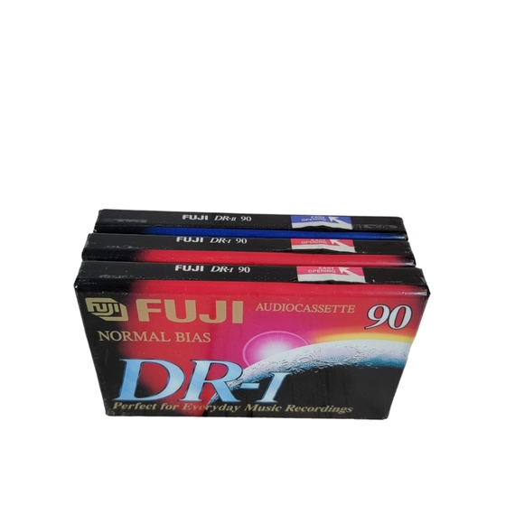 FUJI High Bias Audio Cassete Blank Media 90 Min Set of (2) DR-1 & (1) DR-2 NIP - Picture 3 of 8